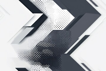 abstract technology banner with white and grey arrows, geometric vector design featuring dot circle patterns – modern digital background for web headers and presentations