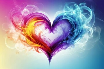 abstract Heart of smoke and bright lines. Abstract illustration on bright background