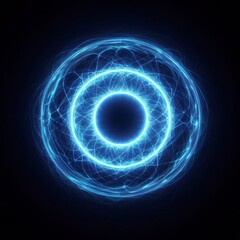 Wall Mural - abstract digital background featuring swirling blue circles and glowing patterns creating a futurist
