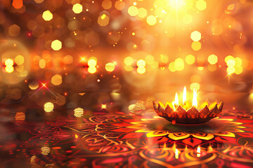 Beautiful greeting card with bright holiday composition for happy and celebrate Diwali