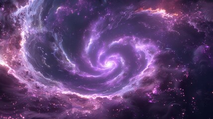 Wall Mural - Purple spiral galaxy with stars and a black background, banner