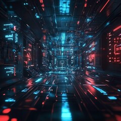 Futuristic sci-fi background with digital elements