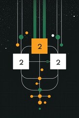Wall Mural - abstract flat illustration of two mirrored numbers with geometric shapes in a futuristic digital sty