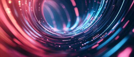 Wall Mural - a spiral of lights with a red and blue background. the spiral is made up of many small dots