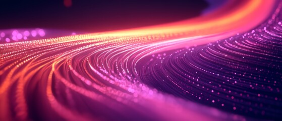 Wall Mural - a purple and orange line with a lot of dots. the line is curved and it looks like it is moving