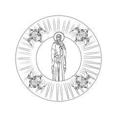 Wall Mural - Saint Angelina (name english). Coloring page in Byzantine style