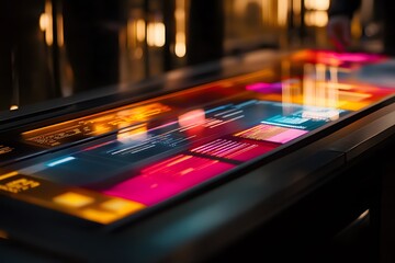 A computer screen showing a complex coding interface with colorful data visualizations.