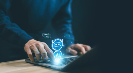 Wall Mural - ai generates bot artificial intelligence, which is smart robot conversation. development of chatbot 