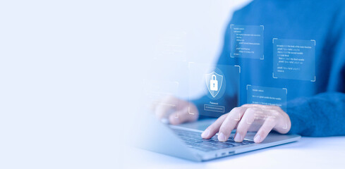 Wall Mural - security business service, safety in hacks, and security from attack technology. the cyber security 