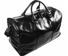 Black leather duffel bag