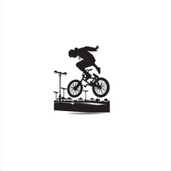 BMX bike player vector illustration for icon, symbol or logo. BMX bike player template logo. BMX player silhouette. bmx bike