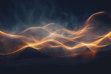 Abstract glowing wave lines isolated on a black background.