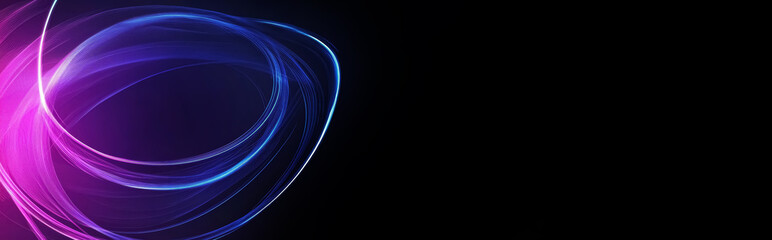Wall Mural - abstract glowing light effect circled lines on dark background with copy space, round sparkles and l