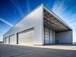 © Wanlop - Stunning Silhouette Photography of a Big Hangar Against a White Background for Dramatic Architectural and Industrial Visuals