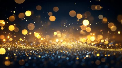 Wall Mural - golden bokeh lights shimmering on dark background