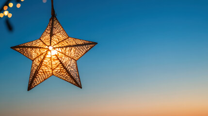 Traditional Star Lantern Illuminating the Night Sky