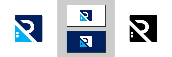 r letter sign icon white and ...