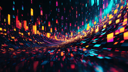 Wall Mural - digital glitch art pixelated distortions and vibrant glitch patterns.