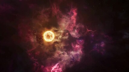 Wall Mural - Formation of a new star inside a nebula of gas and dust. New solar system in outer space.