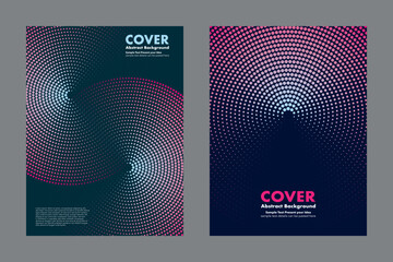 modern abstract vector pink and blue gradient shade circles halftone dots and infinity symbol on dar