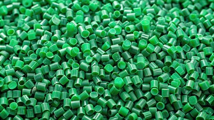 Green plastic granules made from PET biopolymer for recycling