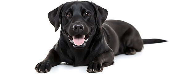 Close-up of a happy black Labrador dog