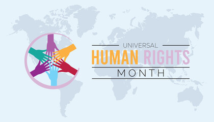 Wall Mural - Universal Human Rights Month is observed every year on December. People Awareness concept. background, placard, banner template Vector illustration design.