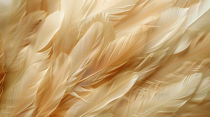 Light brown chicken feathers with soft texture, forming an abstract background.