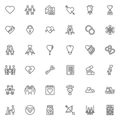 Wall Mural - Valentine Day line icons set