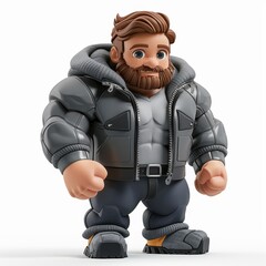 Male Cartoon Character in Exercise Clothes