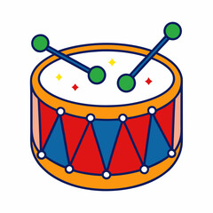 Christmas drum vector illustration with white background