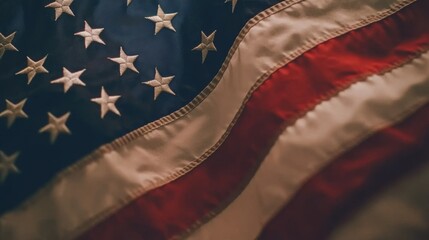 The American flag proudly displayed on a soft gray background, with ample copy space, symbolizing unity and patriotism during the US presidential election.