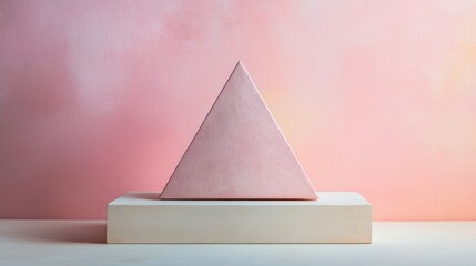 Poster - matte white background with a solitary geometric shape in soft pastel pink for a minimalist pop of c