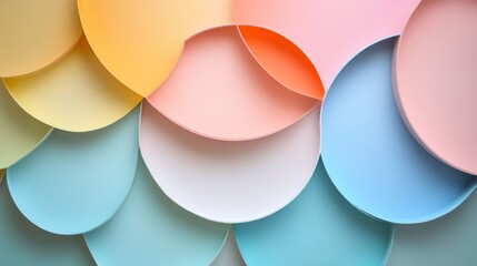 Poster - abstract arrangement of overlapping circles in soft pastel colors, creating a harmonious geometric d