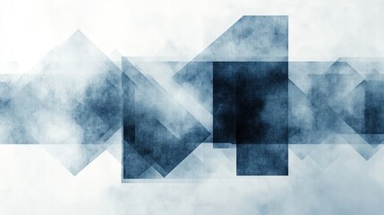 Wall Mural - clean white background with transparent, overlapping shapes in muted tones of blue and grey for a co