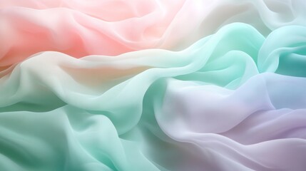 Wall Mural - light pastel abstract waves in hues of mint green, blush pink, and soft lavender flowing across the 