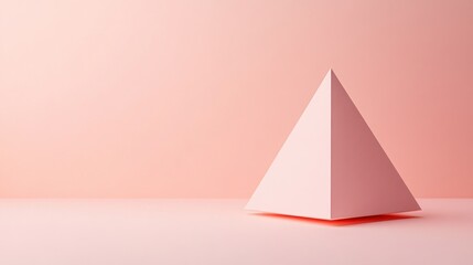 Poster - matte white background with a solitary geometric shape in soft pastel pink for a minimalist pop of c