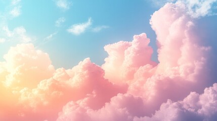 Wall Mural - soft pastel gradient blending from light pink to sky blue with a smooth texture
