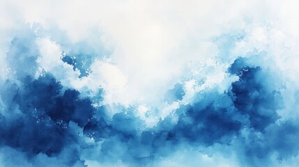 Wall Mural - soft watercolor-style blue hues blending with hints of white