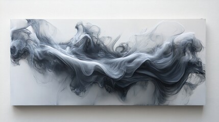 Wall Mural - smoke-like fluid forms dancing across the canvas with a raw, unfinished edge
