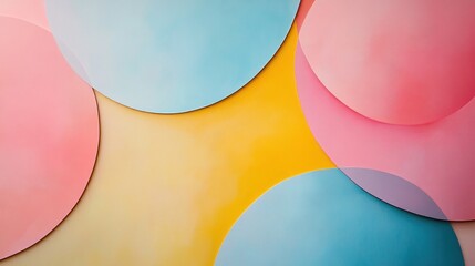Wall Mural - abstract arrangement of overlapping circles in soft pastel colors, creating a harmonious geometric d
