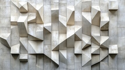 Wall Mural - layered geometric shapes in various shades of white creating depth and subtle shadows