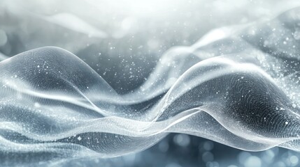 Wall Mural - abstract digital waveforms in cool tones of silver and grey, evoking modern technology and innovatio