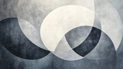 Poster - abstract overlapping circles in light grey and white on a plain background, emphasizing simplicity