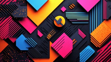 Wall Mural - explosive geometric patterns with sharp lines and bold color contrasts