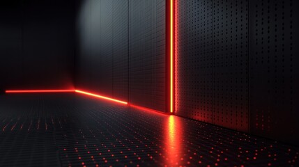 sleek matte black background with a faint geometric grid and glowing red accents for a futuristic vi