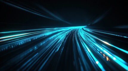 Wall Mural - sleek black background with sharp, glowing blue and green lines, creating a sense of speed and innov