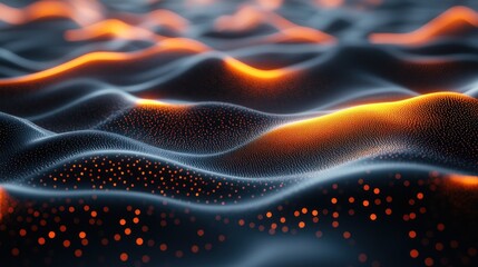 Wall Mural - dynamic 3d wave pattern with glowing edges, creating a sense of movement and depth