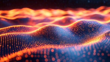Wall Mural - dynamic particle network of glowing dots and lines connecting in a web-like structure, evoking digit