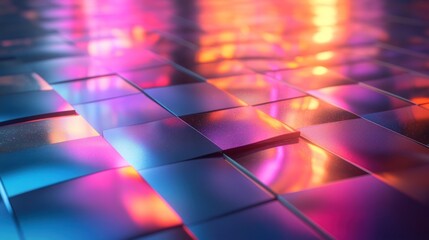 Wall Mural - sleek metallic surface with holographic patterns and soft reflections, creating a futuristic tech vi